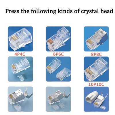 2P2C-8P8C 적용 가능한 RJ45 커넥터 크림핑 머신, 크림핑 용량 0.5T